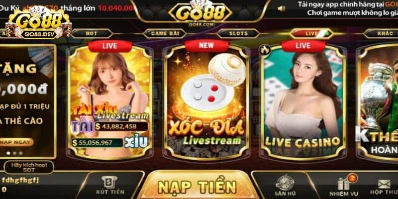 Đa dạng sảnh chơi cực hot trong Go88